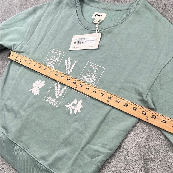 NEW PACT S 100% Organic Cotton Green Herbs Graphic Slouchy Sweatshirt Crew Women - Picture 6 of 11